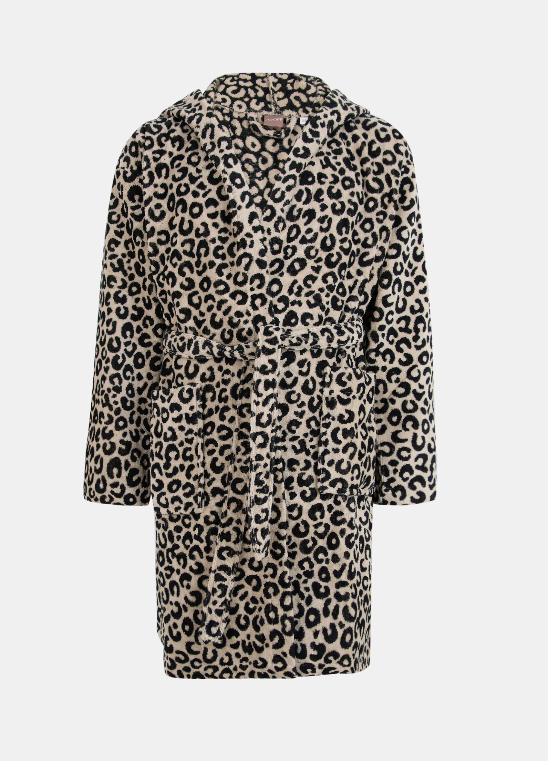 Accappatoio in cotone con motivo animalier jacquard