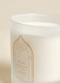 Candela in vetro rosa e gelsomino