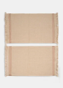 2 pack tovagliette in cotone con frange