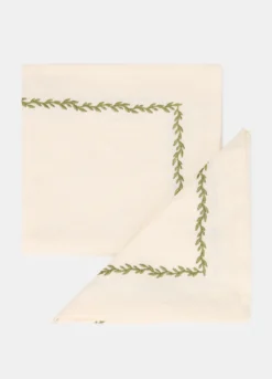 2 pack tovaglioli con ricamo foglie
