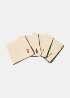 4 pack tovaglioli in cotone con ricamo