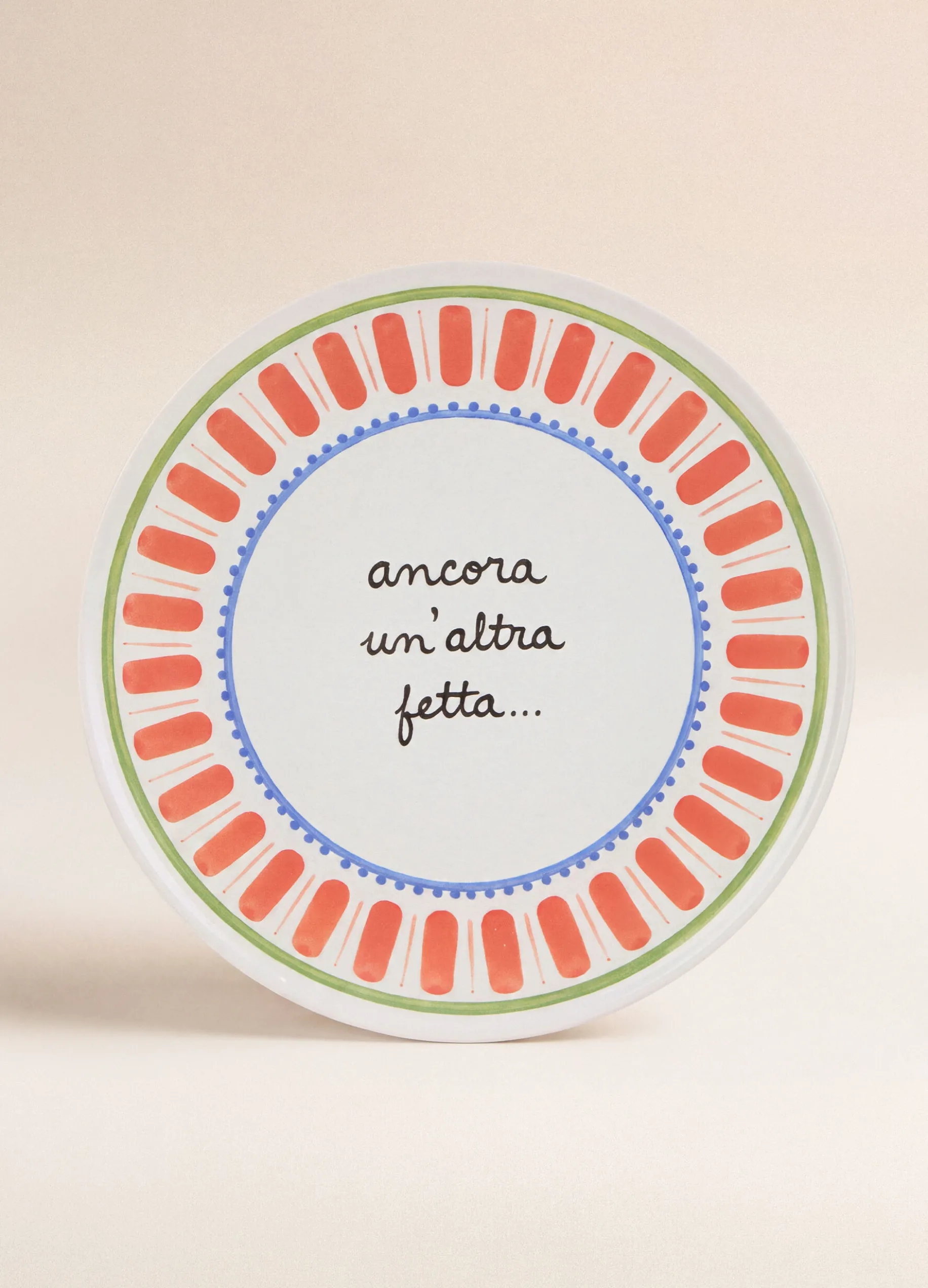Piatto da pizza in ceramica con orlo decorato