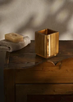 Portaspazzolini in legno di acacia