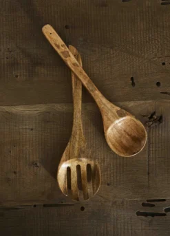 Set 2 cucchiai insalata in legno di mango