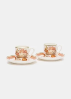 Set tazzine in ceramica con stampa zucca
