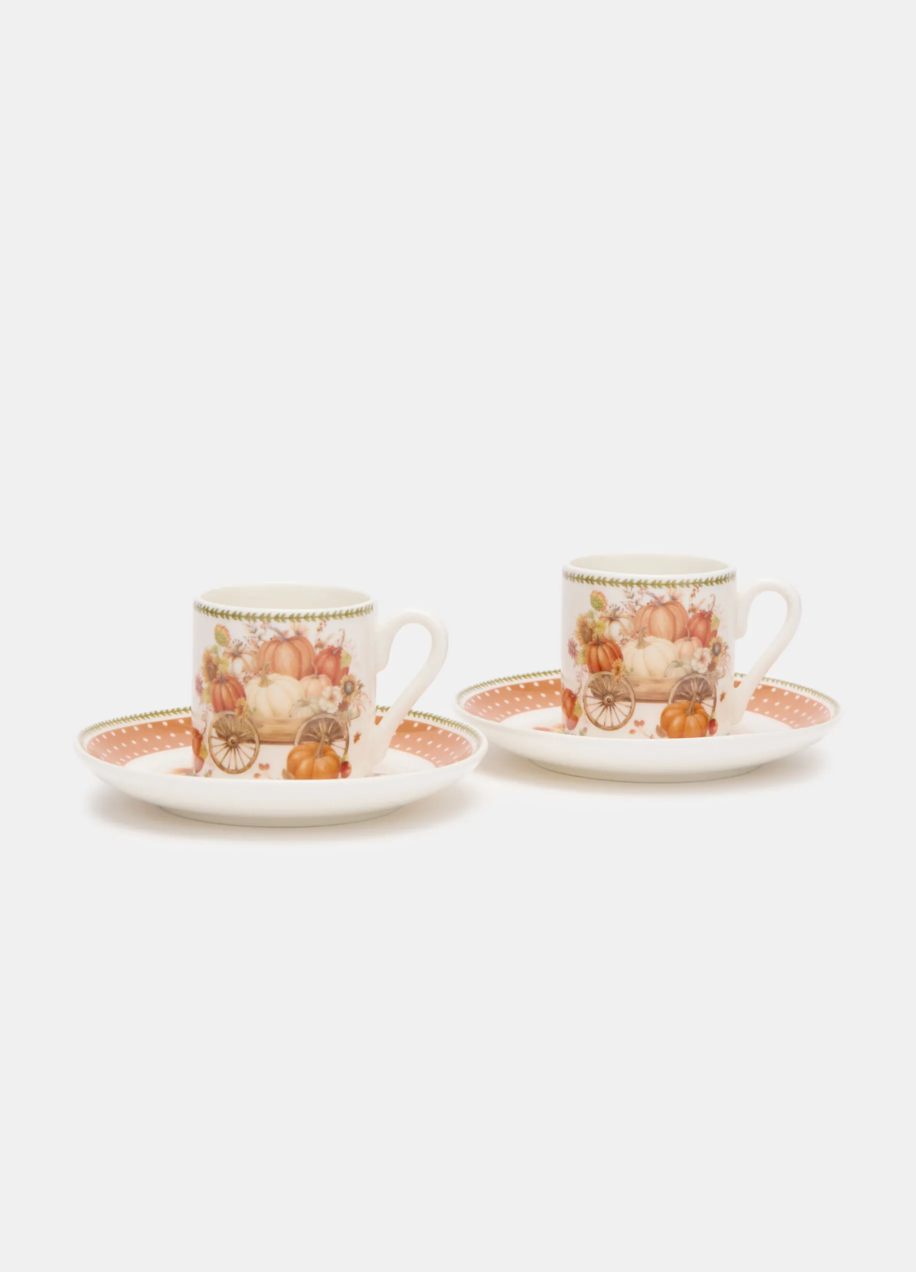 Set tazzine in ceramica con stampa zucca