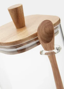 Vasetto in vetro con cucchiaio in acacia